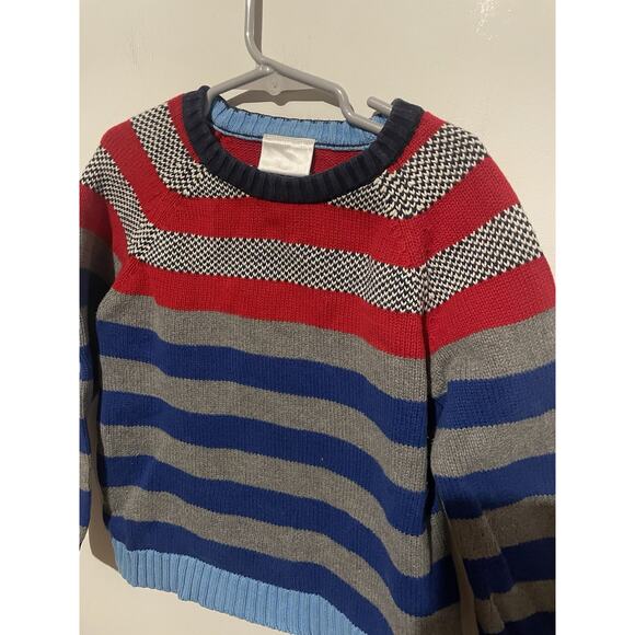 Hanna Andersson 100% Cotton Red/Blue/Gray Striped Sweater size US 5 Euro 110 - Picture 2 of 6